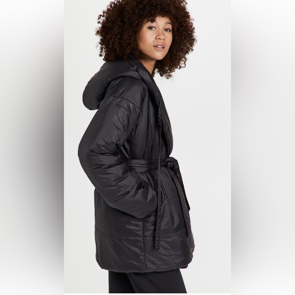 NORMA KAMALI HOODED SLEEPING BAG CAR COAT IN BLACK SIZE M/L - Picture 3 of 4